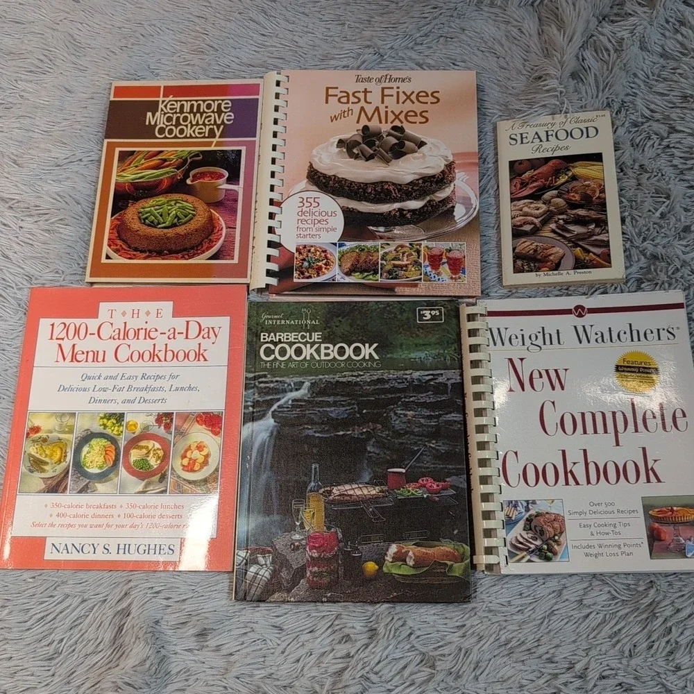 Lot Of 6 Cookbook Seafood‎ Barbecue Deserts Breakfast Lunch Supper